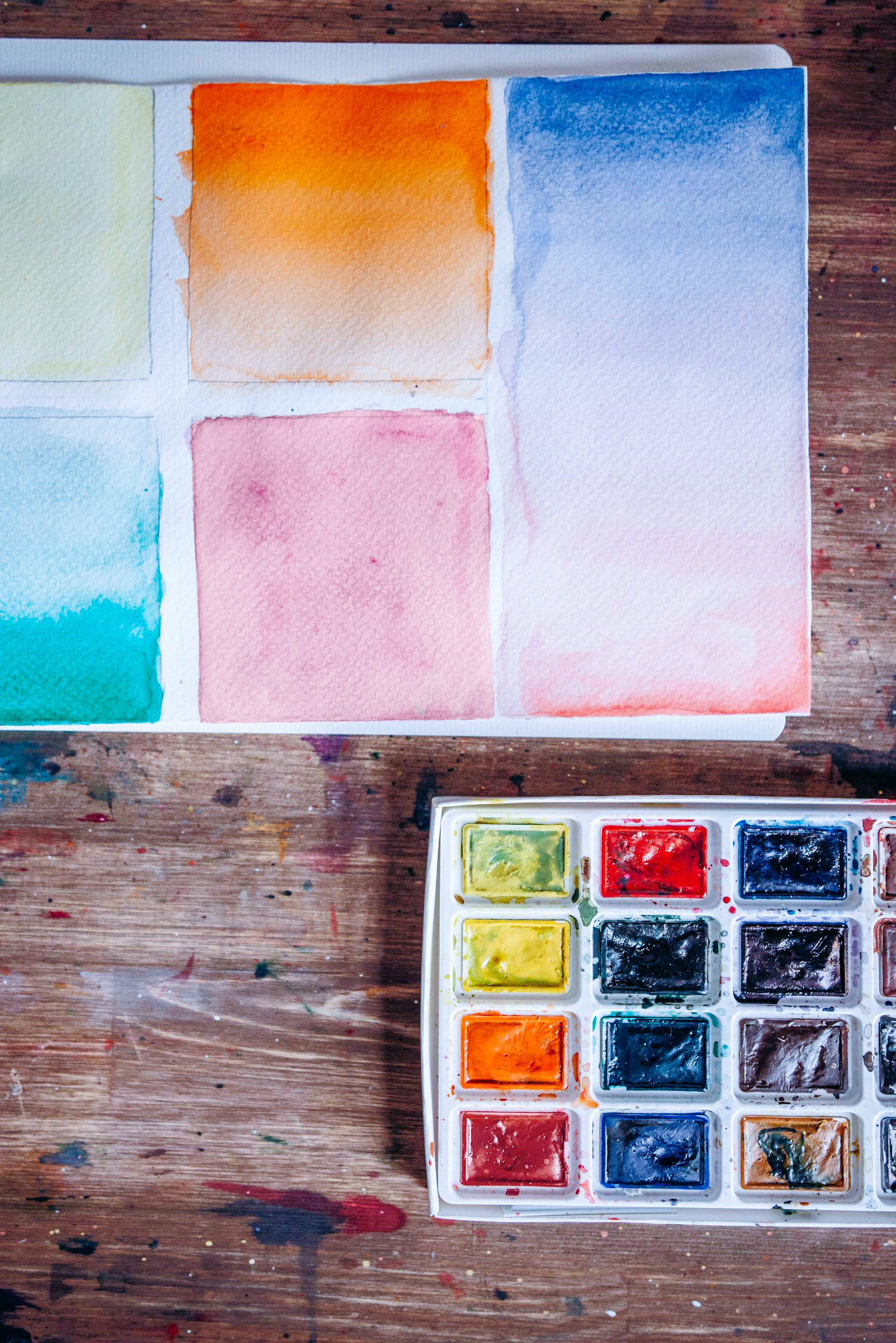 Watercolor painting process